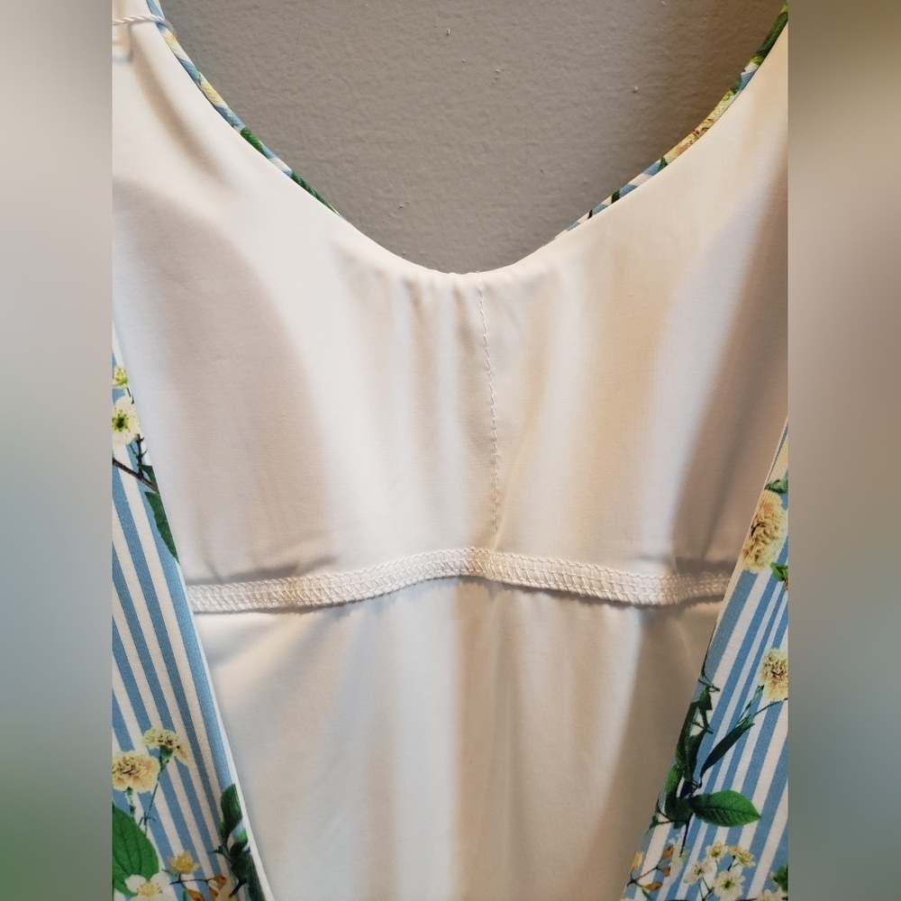 Dippin' Daisy's NWT Blue and White Stripe with Flowers Tank, Small - Picture 4 of 6